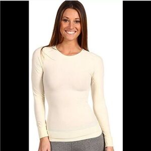 Spanx Classic Long Sleeve Top Crew Neck Tummy Control Vanilla L